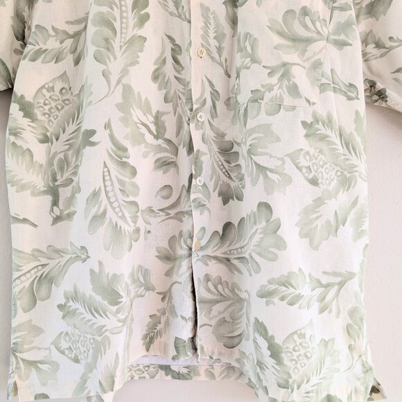 Vintage Nautica Men's Linen Blend Hawaiian Shirt Botanical‎ Tropical Vacation XL - Picture 2 of 14